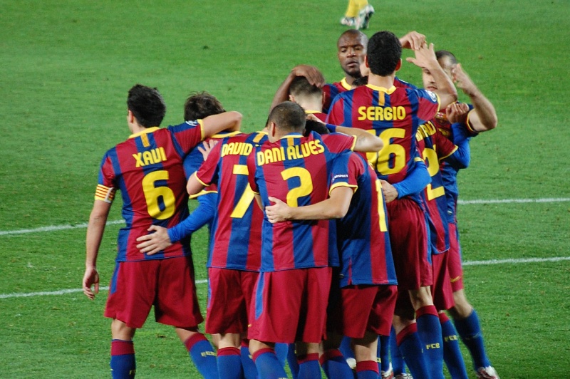 Barcelona feirer etter å ha scoret mål i La Liga
